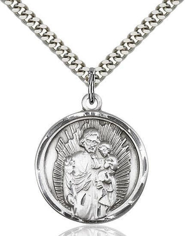 St. Joseph Sterling Silver Pendant - Gerken's Religious Supplies
