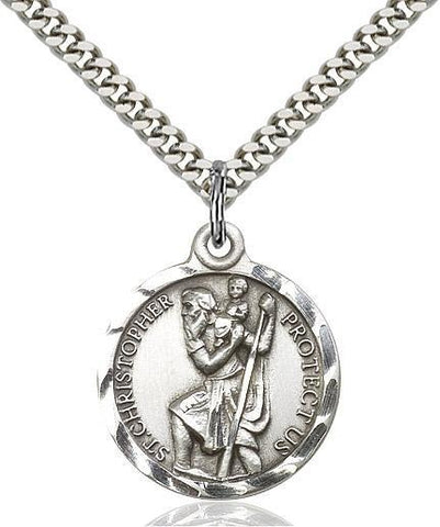 St. Christopher Sterling Silver Pendant - Gerken's Religious Supplies