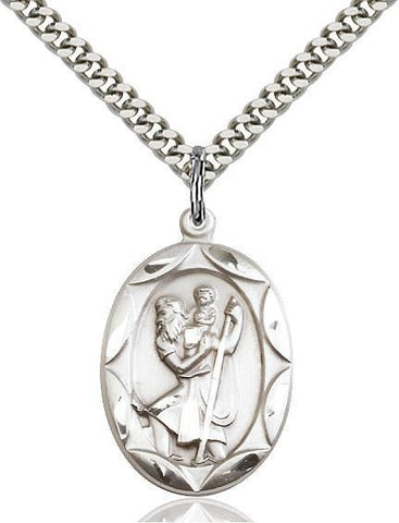 St. Christopher Sterling Silver Pendant - Gerken's Religious Supplies