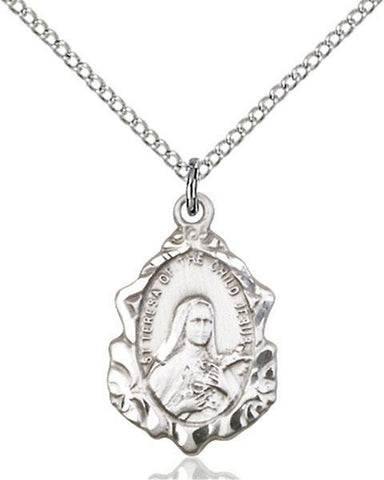 St. Theresa Sterling Silver Pendant - Gerken's Religious Supplies