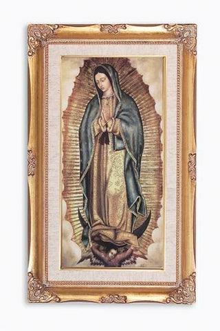 Our Lady of Guadalupe Picture in Gold Frame - 14" X 24" - Gerken's Religious Supplies