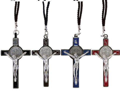 Large Red St. Benedict Crucifix on Cord - Gerken's Religious Supplies