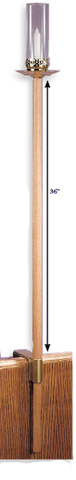 Light Oak Staff Pew End Torch 36" - Gerken's Religious Supplies