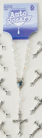 Crystal St. Christopher Auto Rosary - Gerken's Religious Supplies