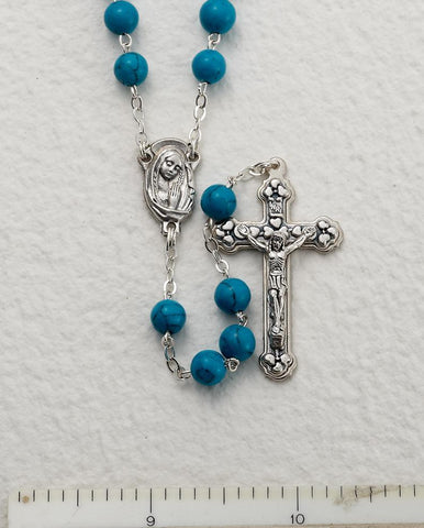 Turquoise Gem Stone Rosary - Gerken's Religious Supplies