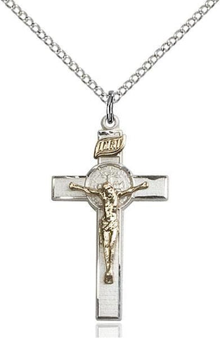 St. Benedict Crucifix Two Tone Pendant - Gerken's Religious Supplies
