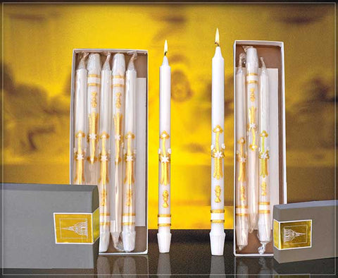 Ornamented First Communion Candles "6's" - 6 Count - Gerken's Religious Supplies