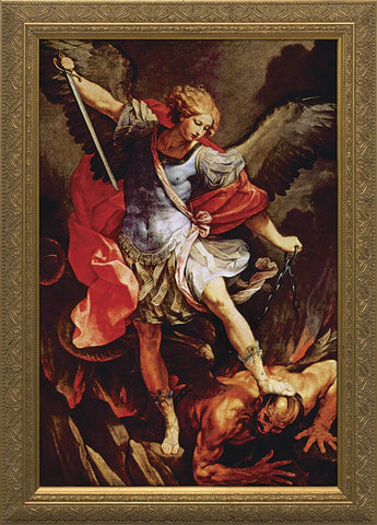 St. Michael the Archangel - Gold Framed Art - 10" X 16" - Gerken's Religious Supplies