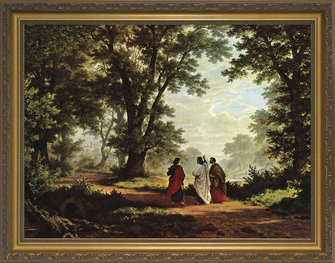 Road to Ammaus - Standard Gold Framed Art - 12" X 16" - Gerken's Religious Supplies