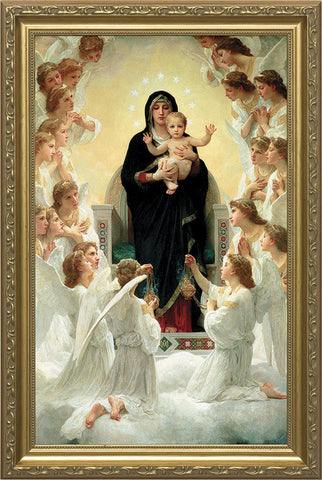 Queen of the Angels - Standard Gold Framed Art - 10" X 16" - Gerken's Religious Supplies