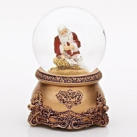 Kneeling Santa Musical Glitter Dome - Gerken's Religious Supplies