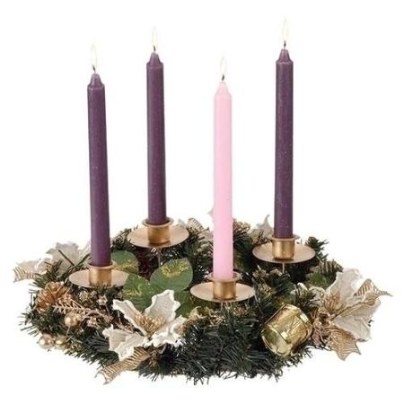 Ivory Poinsettia Advent Wreath - Gerken's Religious Supplies