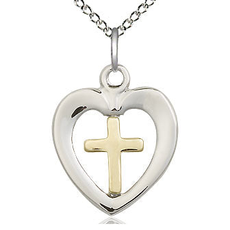 Heart & Cross Sterling Silver Pendant - Gerken's Religious Supplies