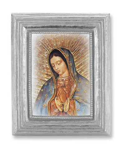 Our Lady of Guadalupe in Silver Frame - 3-7/8" X 4-3/4" - Gerken's Religious Supplies