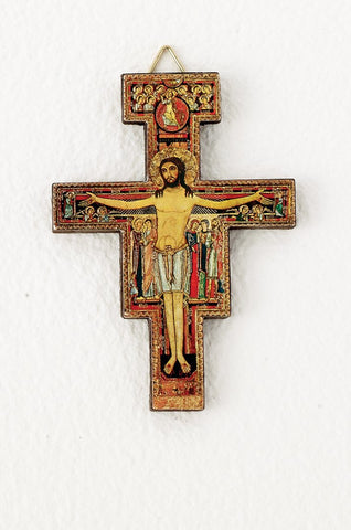 San Damiano Wood Crucifix 3-1/2" - Gerken's Religious Supplies