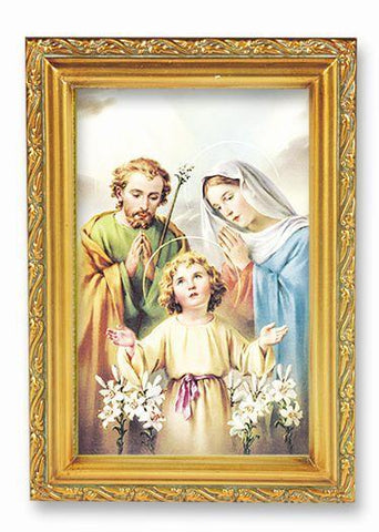 Holy Family Picture in Antique Gold Frame - 4" X 6" - Gerken's Religious Supplies