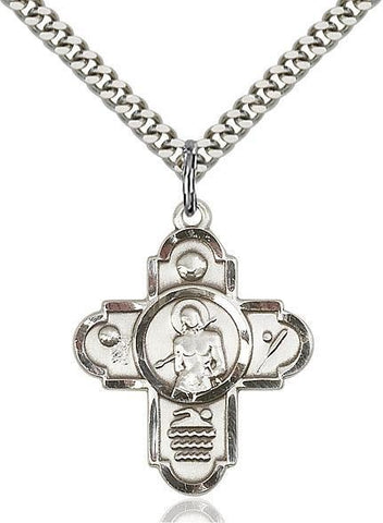 St. Sebastian 5-Way Sports Sterling Silver Pendant - Gerken's Religious Supplies