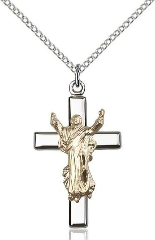 Risen Christ Cross Two Tone Pendant - Gerken's Religious Supplies