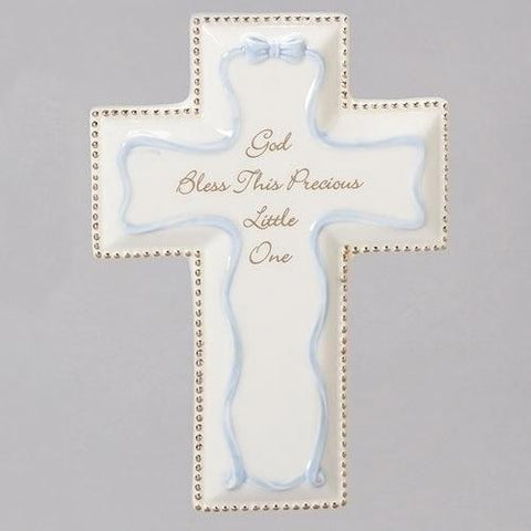 Bless This Little One Wall Cross - Blue - Gerken's Religious Supplies