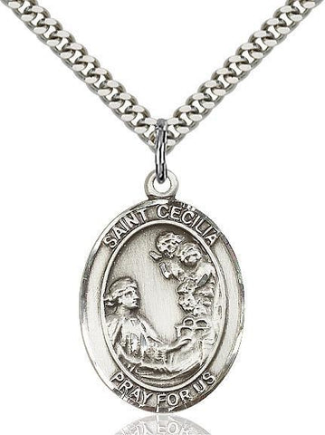 St. Cecilia Sterling Silver Pendant - Gerken's Religious Supplies