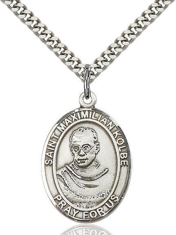 St. Maximilian Kolbe Sterling Silver Pendant - Gerken's Religious Supplies