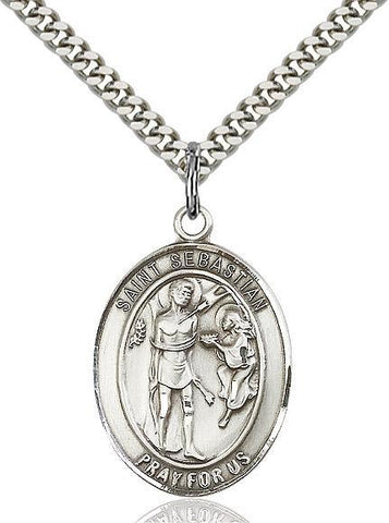 St. Sebastian Sterling Silver Pendant - Gerken's Religious Supplies
