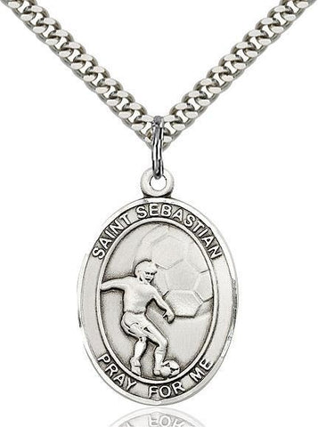 St. Sebastian Soccer Sterling Silver Pendant - Gerken's Religious Supplies