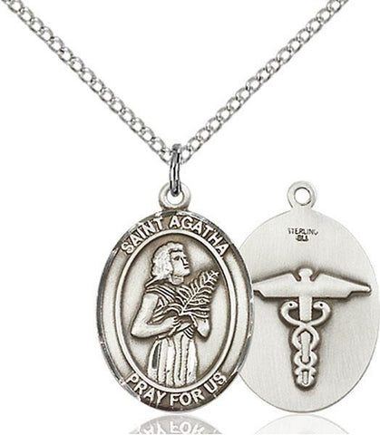 St. Agatha Nurse Sterling Silver Pendant - Gerken's Religious Supplies