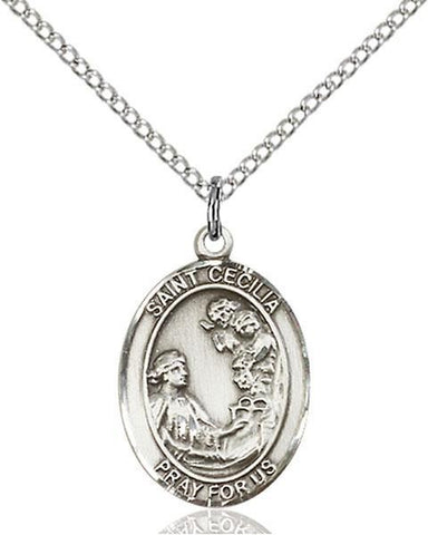 St. Cecilia Sterling Silver Pendant - Gerken's Religious Supplies