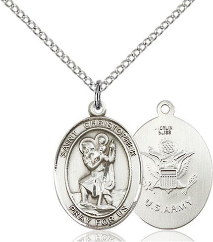 St. Christopher Army Sterling Silver Pendant - Gerken's Religious Supplies