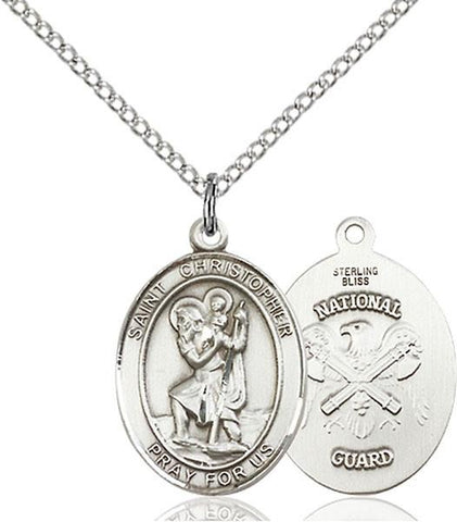 St. Christopher National Guard Sterling Silver Pendant - Gerken's Religious Supplies