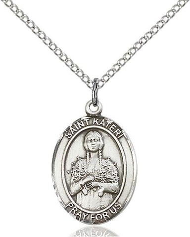 St. Kateri Sterling Silver Pendant - Gerken's Religious Supplies