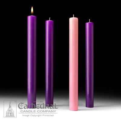 1-1/2" X 16" 51%  Beeswax Advent Candle Set (3 Purple, 1 Pink) - Gerken's Religious Supplies
