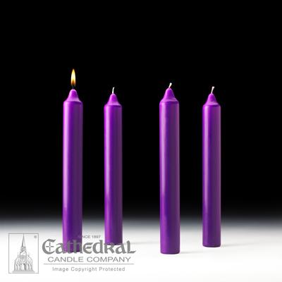 1-1/2" X 12" Stearine Advent Candle Set (4 Purple) - Gerken's Religious Supplies