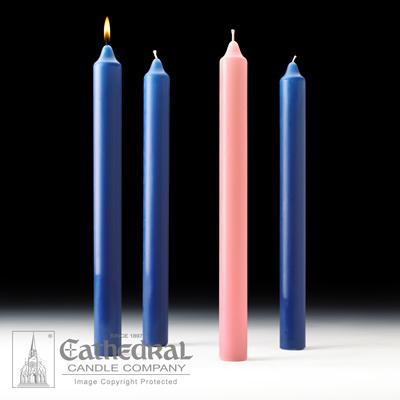 1-1/2" X 16" Stearine Advent Candle Set (3 Sarum Blue, 1 Pink) - Gerken's Religious Supplies