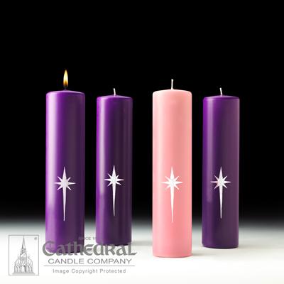 3" x 12" Stearine Star Of The Magi Advent Pillar Set - Gerken's Religious Supplies