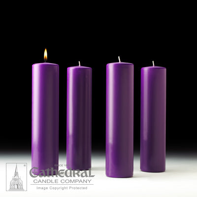 3" X 12" Stearine Advent Pillar Candle Set (4 Purple)