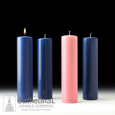 3" X 12" Stearine Advent Pillar Candle Set (3 Sarum Blue, 1 Pink)