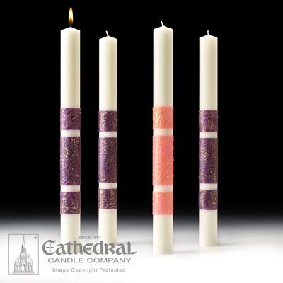 1-1/2" X 26" Artisan Wax Advent Candle Set (3 Purple , 1 Pink) - Gerken's Religious Supplies