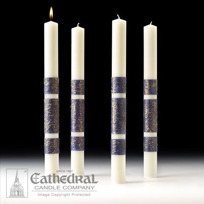 2-1/2" X 12" Artisan Wax Advent Candle Set (4 Sarum Blue) - Gerken's Religious Supplies