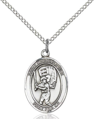 St. Christopher Baseball Sterling Silver Pendant - Gerken's Religious Supplies