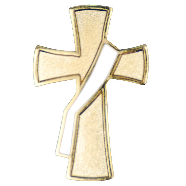 Deacon Cross Lapel Pin with White Sash