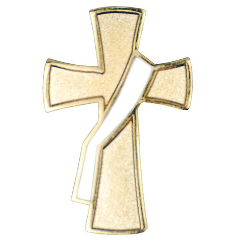 Deacon Cross Lapel Pin with White Sash - Gerken's Religious Supplies