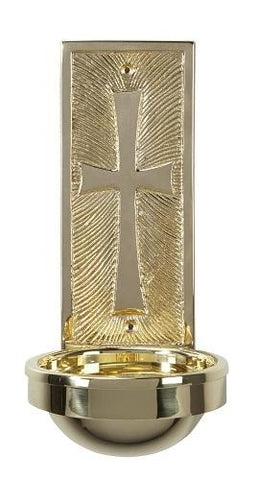 Brass Holy Water Font - Cross - Gerken's Religious Supplies