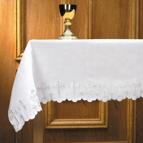 Scalloped Edge with Cross Altar Frontal - One Sided, 96" - Gerken's Religious Supplies