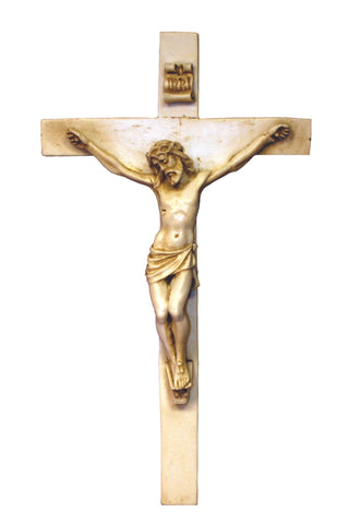 Crucifix in Antiqued Alabaster 9.5" - Gerken's Religious Supplies