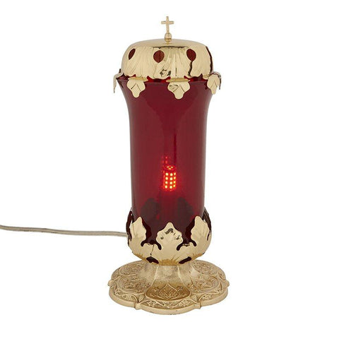 Sanctuary Lamp with Ruby Globe & Top - Electric - Gerken's Religious Supplies