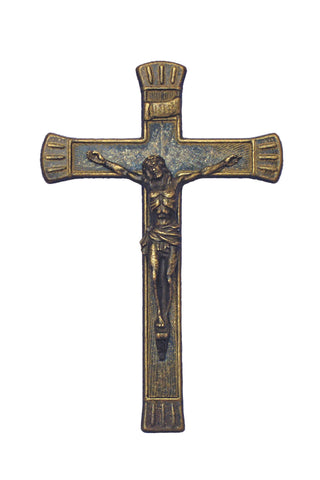 Crucifix in Antique Brass 7.5" - Gerken's Religious Supplies