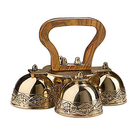 4 Bell Embossed Brass Altar Bells