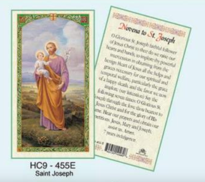 St. Joseph Novena Laminated Holy Card - Gerken's Religious Supplies